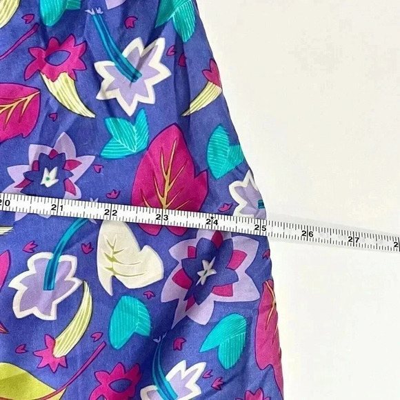Vintage 80’/90’s 100% Silk Bright Floral Retro Midi Skirt A-line Women’s Size 10 - Picture 14 of 16